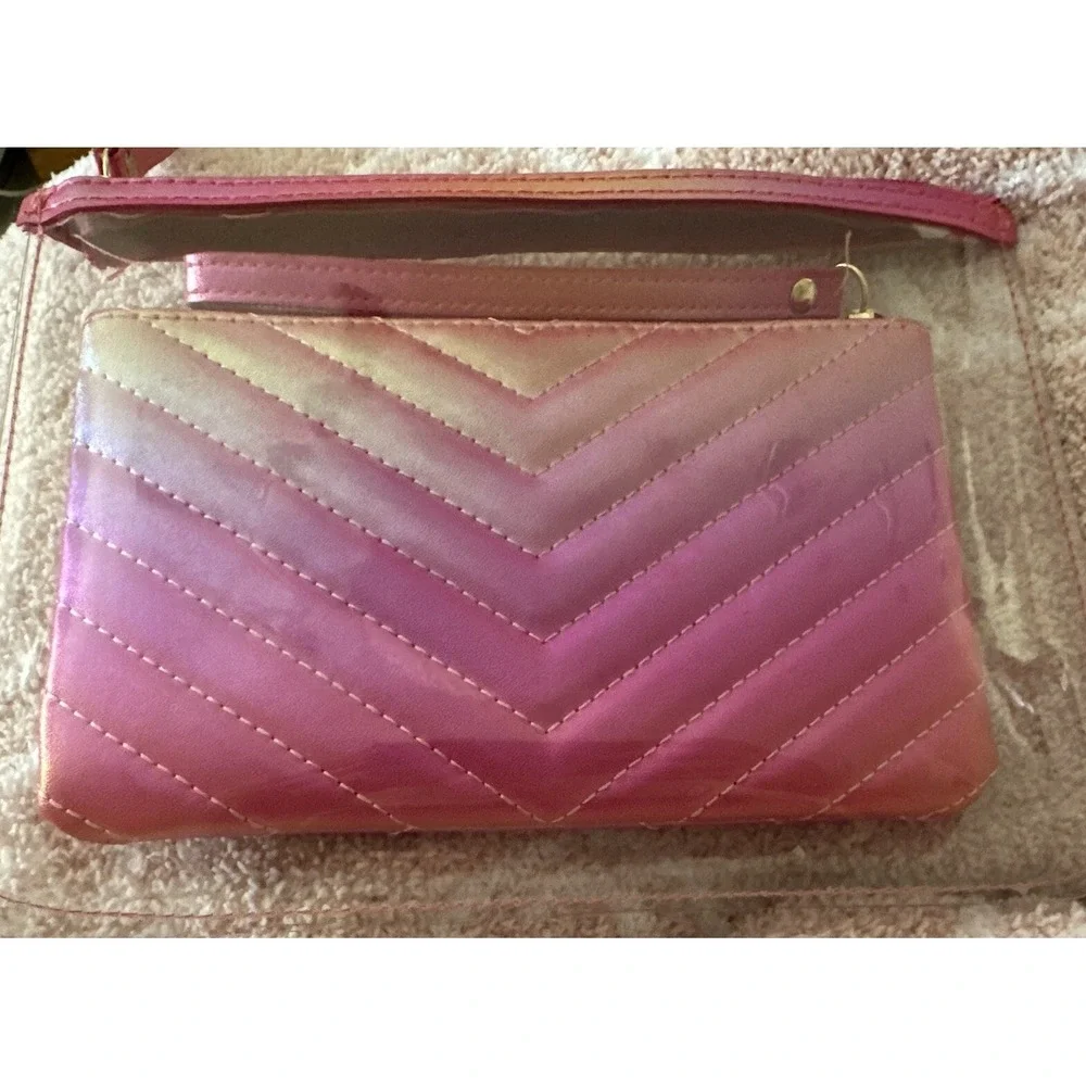 Iridescent Pink Clutch Transparent Sports Stadium Theatre Bag Clear Beach Clutch